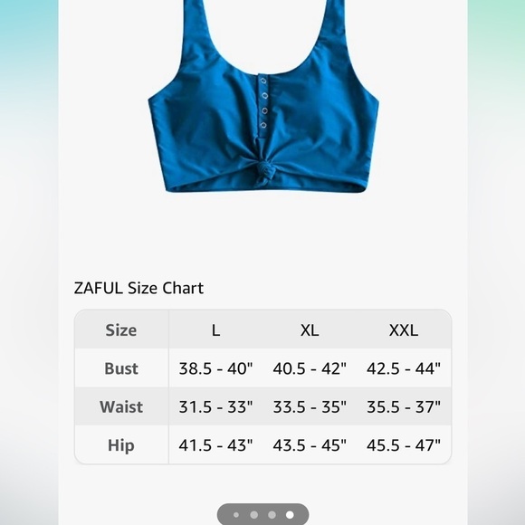 NWT ZAFUL Front Knot Bikini Top Crop Tankini Top Scoop Neck Padded XXL - Picture 3 of 5